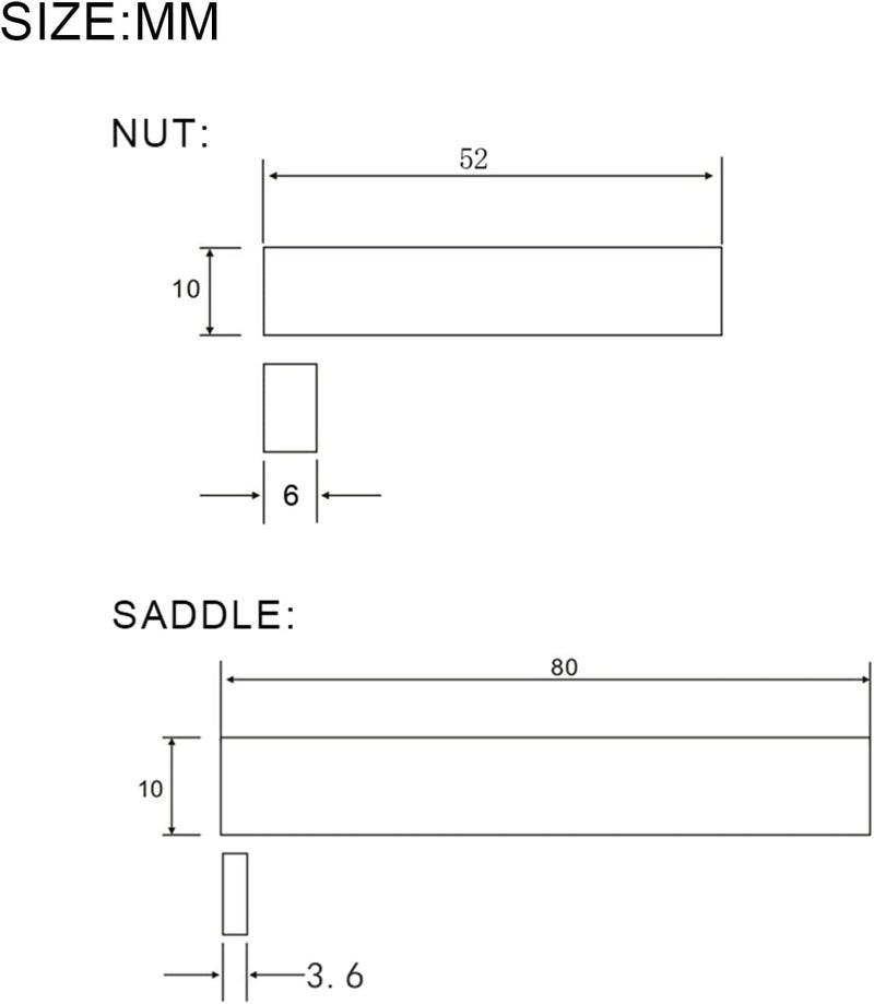 MAXCHEER 6 String Acoustic Guitar Bone Bridge Saddle and Nut Made of White Real Bone with 2pcs Sandpaper (3 set Bones Nut And Saddle) - Image 2